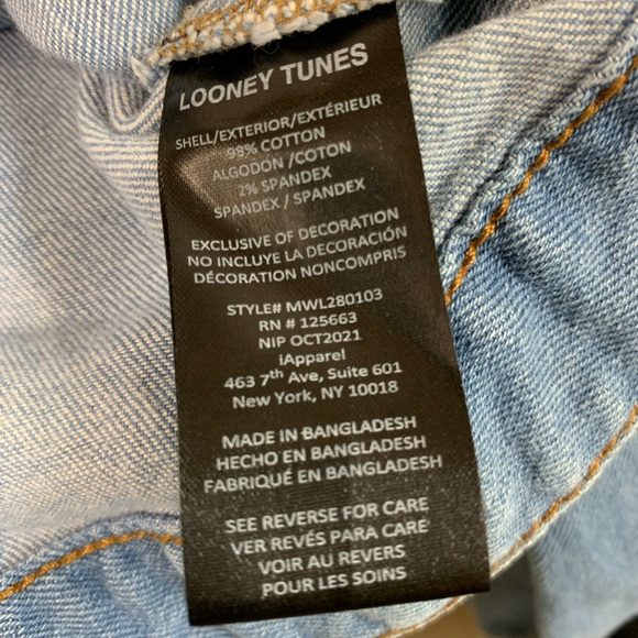 Looney Tunes Adult's Members Only Jean Jacket Sylvester tweety bird cropped 2X - Picture 12 of 16